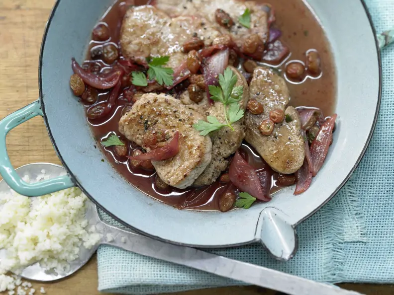 Kalbsschnitzel in Granatapfelsauce