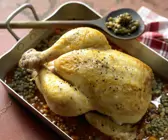 Brathähnchen auf Linsen