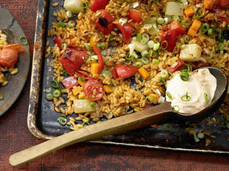 Rezept Gemüse-Reis-Pfanne aus dem Ofen