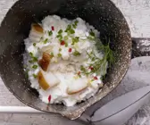Risotto mit geräuchertem Heilbutt