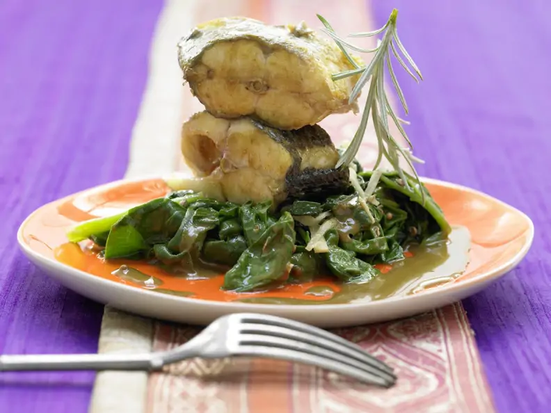 Loup de mer in Kokossauce
