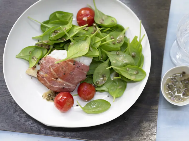 Spinatsalat mit Zander