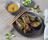 Rice Paper Dumplings mit Orangen-Kokos-Dip