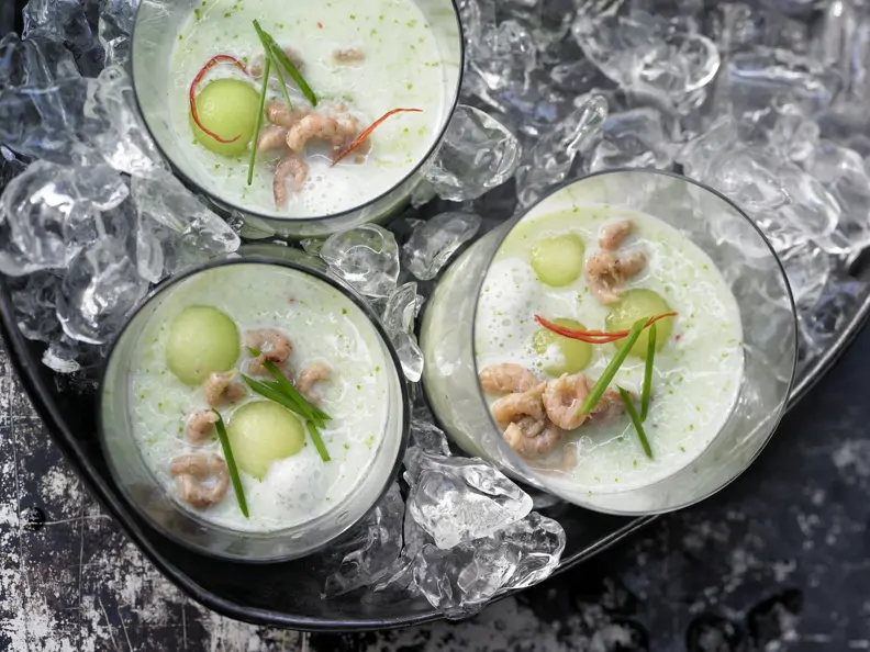Geeiste Melonen-Gurken-Suppe