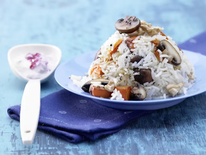 Kürbis-Champignon-Reis