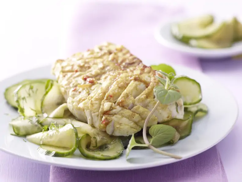 Gegrillter Curry-Seelachs
