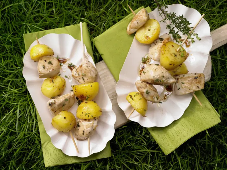 Hähnchen-Kartoffel-Spieße