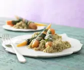 Gedämpfte Bärlauch-Möhren mit Sesam-Quinoa
