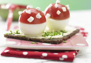 Gefüllte Tomaten-Fliegenpilze