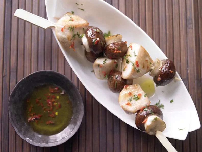 Hähnchen-Champignon-Spieße