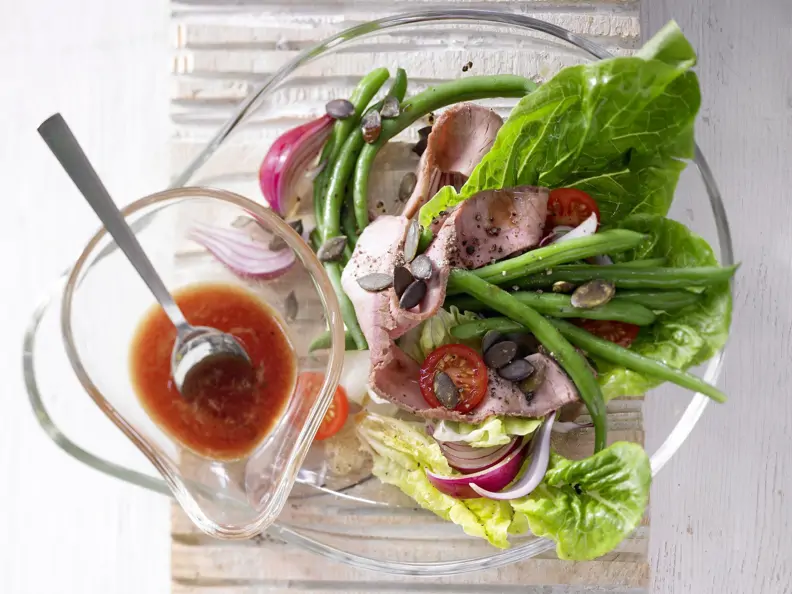 Roastbeef-Bohnen-Salat