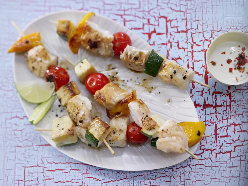 Fisch-Gemüse-Spieße