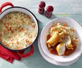 Gefüllte Putenröllchen in Tomatensauce
