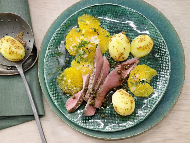 Rehrücken mit Senfkartoffeln