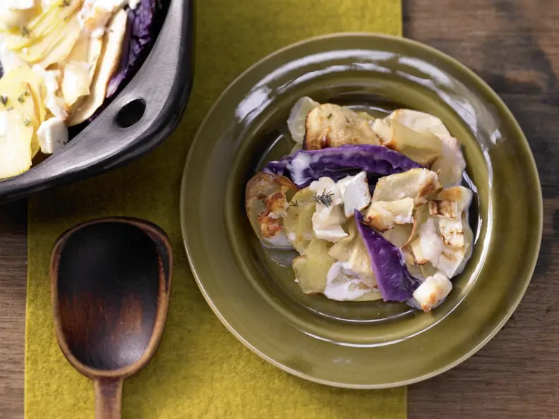 Rotkohl-Kartoffel-Gratin