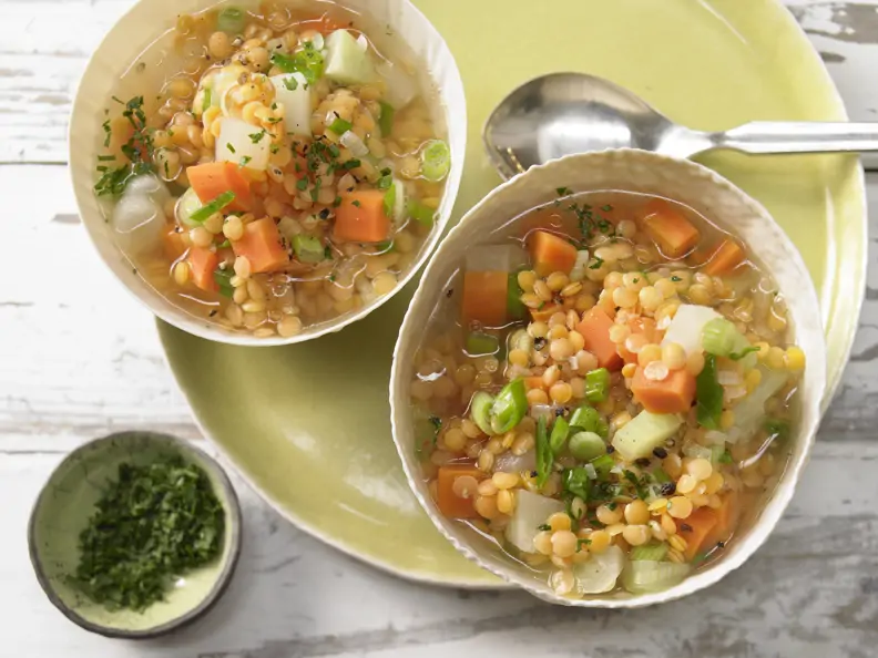 Linsen. Suppe, Eintopf, Ballaststoffe, Protein