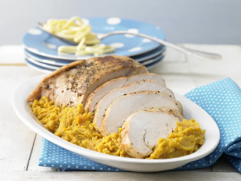 Putenbraten mit Gemüsepüree