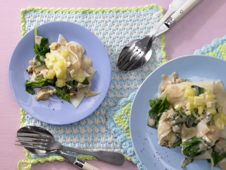 Nudeln mit Spinat und Käse