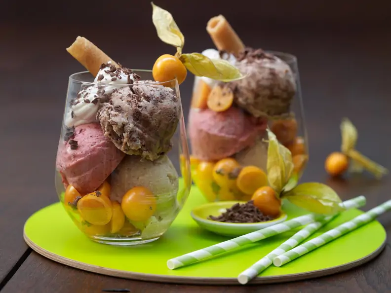 Schoko-, Chai- und Cranberry-Eis