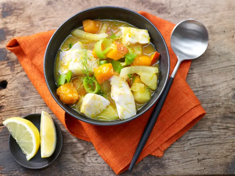 Kabeljau-Kürbis-Suppe