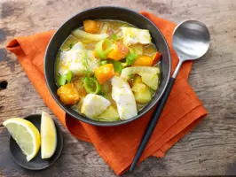 Kabeljau-Kürbis-Suppe