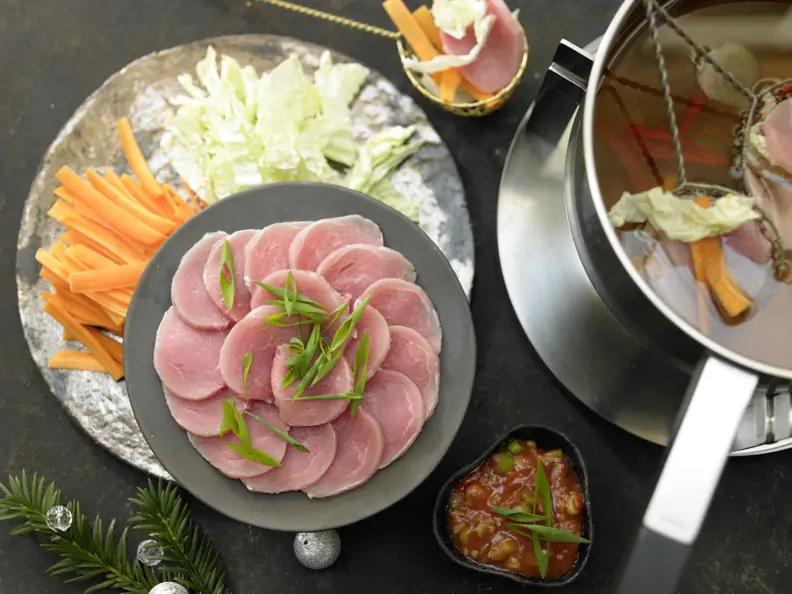 Fondue mit Schweinefilet