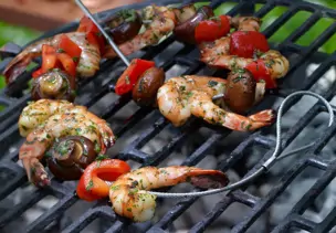 Scampi-Gemüse-Spieß