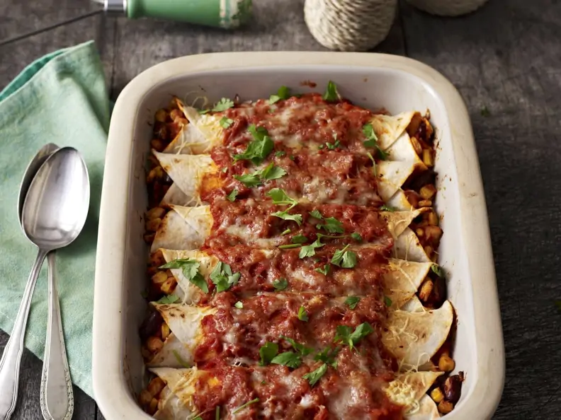 Überbackene Tortillas mit Füllung