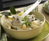 Kalbsfleischbällchen mit weißem Spargel
