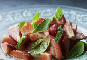 Erdbeersalat mit Basilikum und Minze