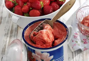 Erdbeersorbet ohne Zucker