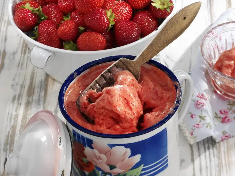 Erdbeersorbet ohne Zucker