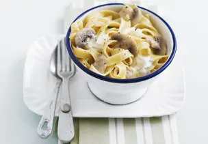 Pasta mit Champignon-Sahne-Soße