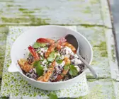 Garnelen mit Ricottacreme und Quinoa