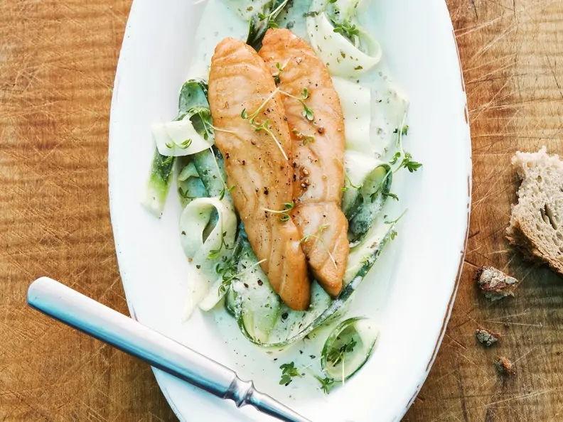 Wildlachs mit Bärlauchsauce
