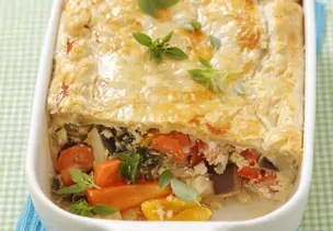 Quark-Gemüse-Gratin mit Blätterteigkruste