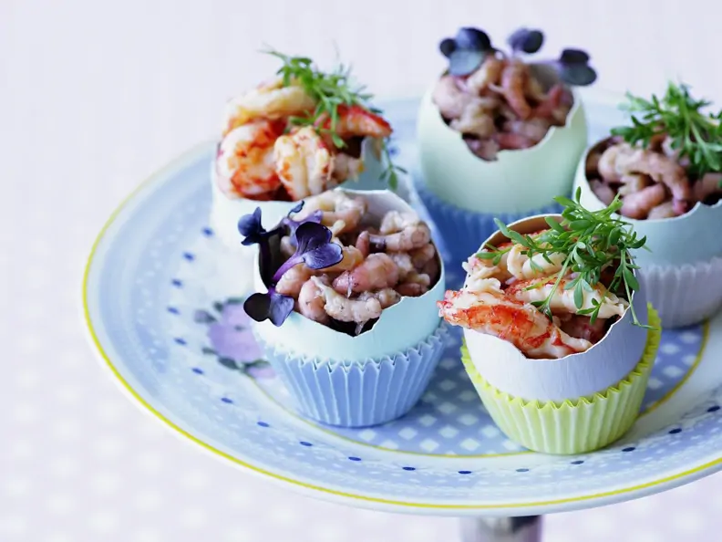 Krabbenfleisch und Shrimps