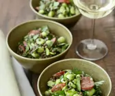 Linsen-Bohnen-Salat mit scharfer Wurst (Chorizo)