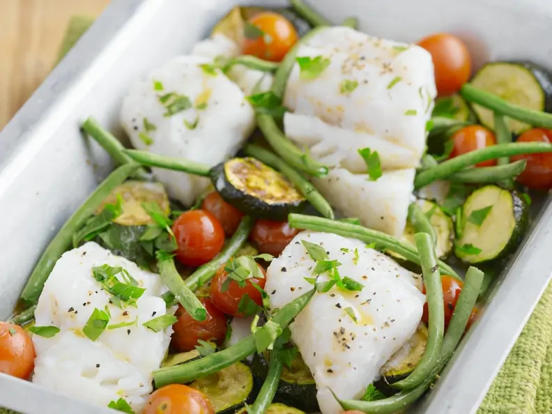Fisch-Zucchini-Auflauf mit Kirschtomaten