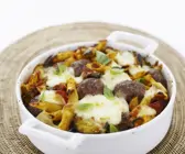Pastagratin mit Hackklößchen und Mozzarella