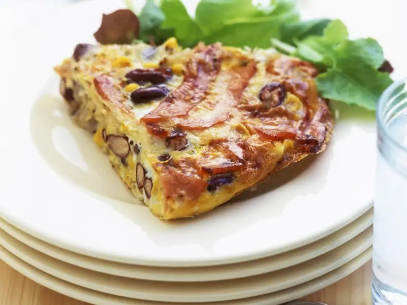 Kartoffeltortilla mit Kidneybohnen und Schinken