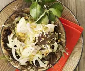 Fenchelsalat mit Apfel und geräucherter Forelle