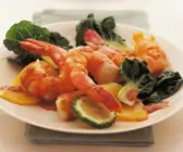 Riesengarnelen mit Senf-Chilipüree