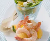 Krabbensalat mit Orangen, Spinat und Feta