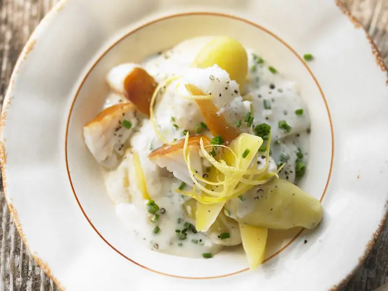 Heilbutt mit Kartoffeln und Bechamelsauce