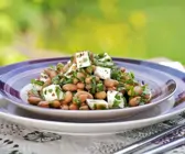Bohnengemüse mit Ziegenfrischkäse