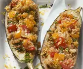 Auberginen mit Couscous-Gemüse-Füllung
