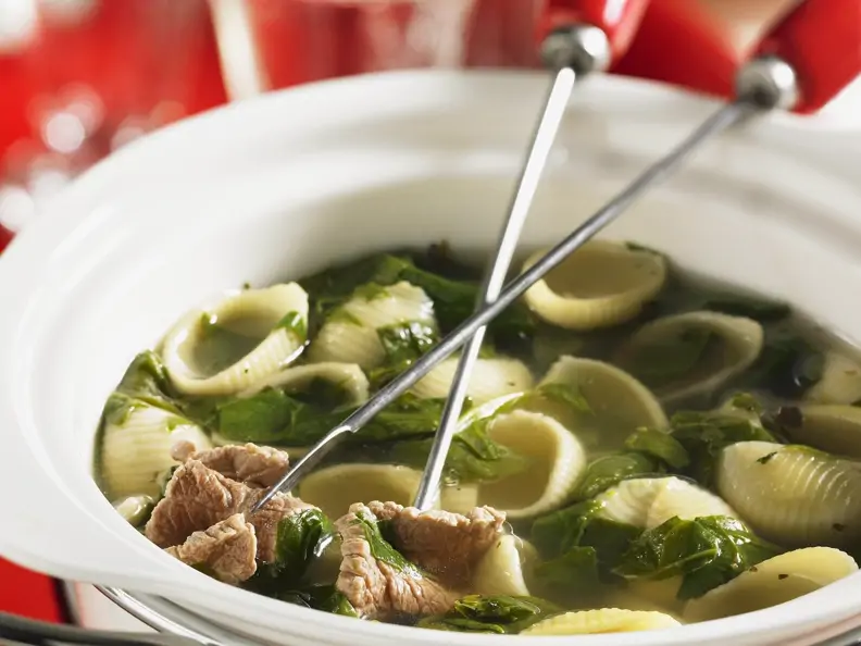 Pasta-Fondue mit Rind