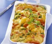 Kartoffel-Tomaten-Gratin mit Rucola