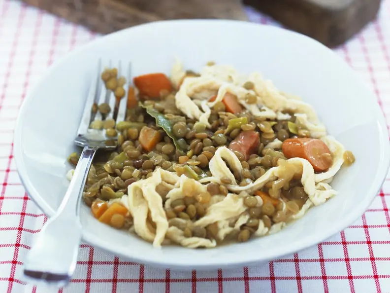 Spätzle mit Linsengemüse